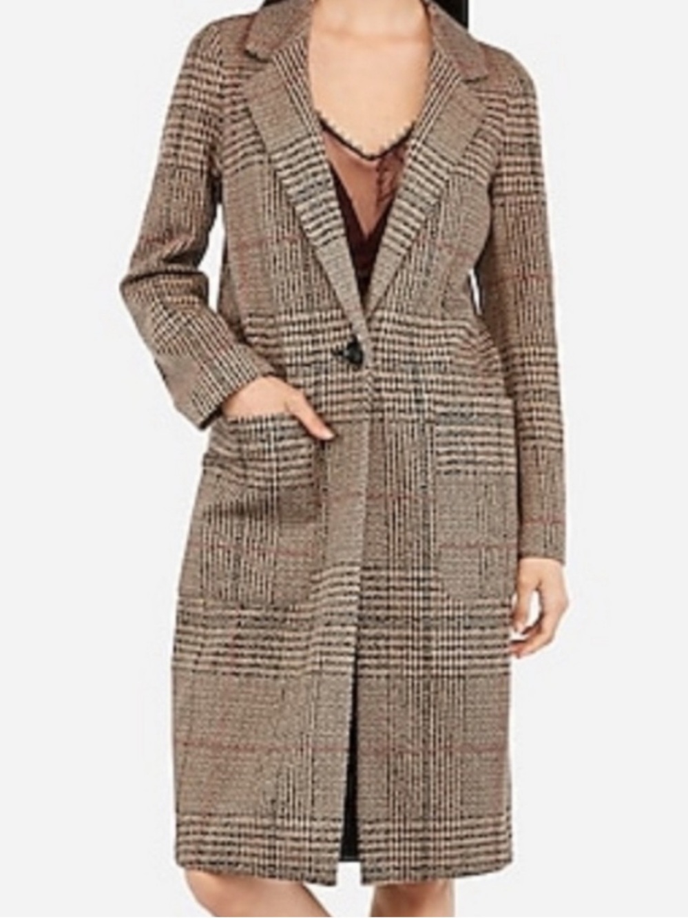Express Plaid Car Coat